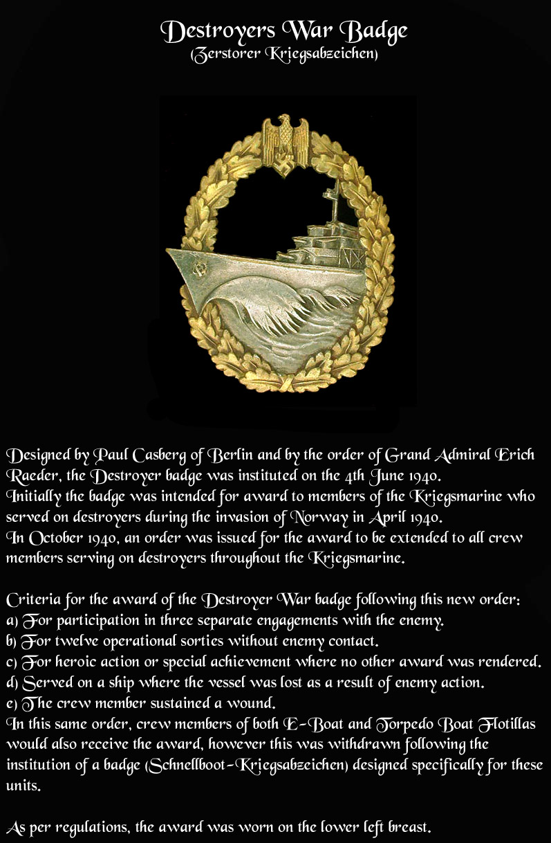 Destoyer War Badge info